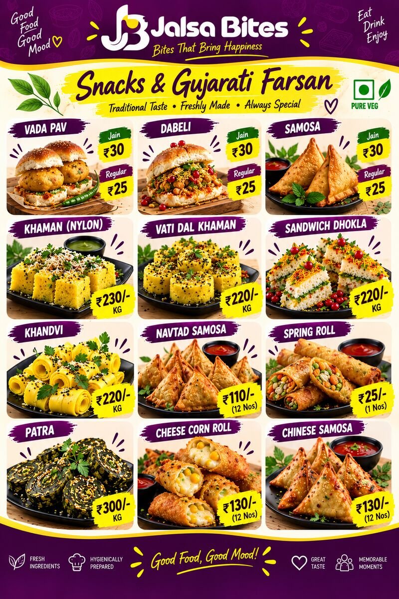 Jalsa Bites Gujarati farsan favourites including dhokla, samosa and dabeli