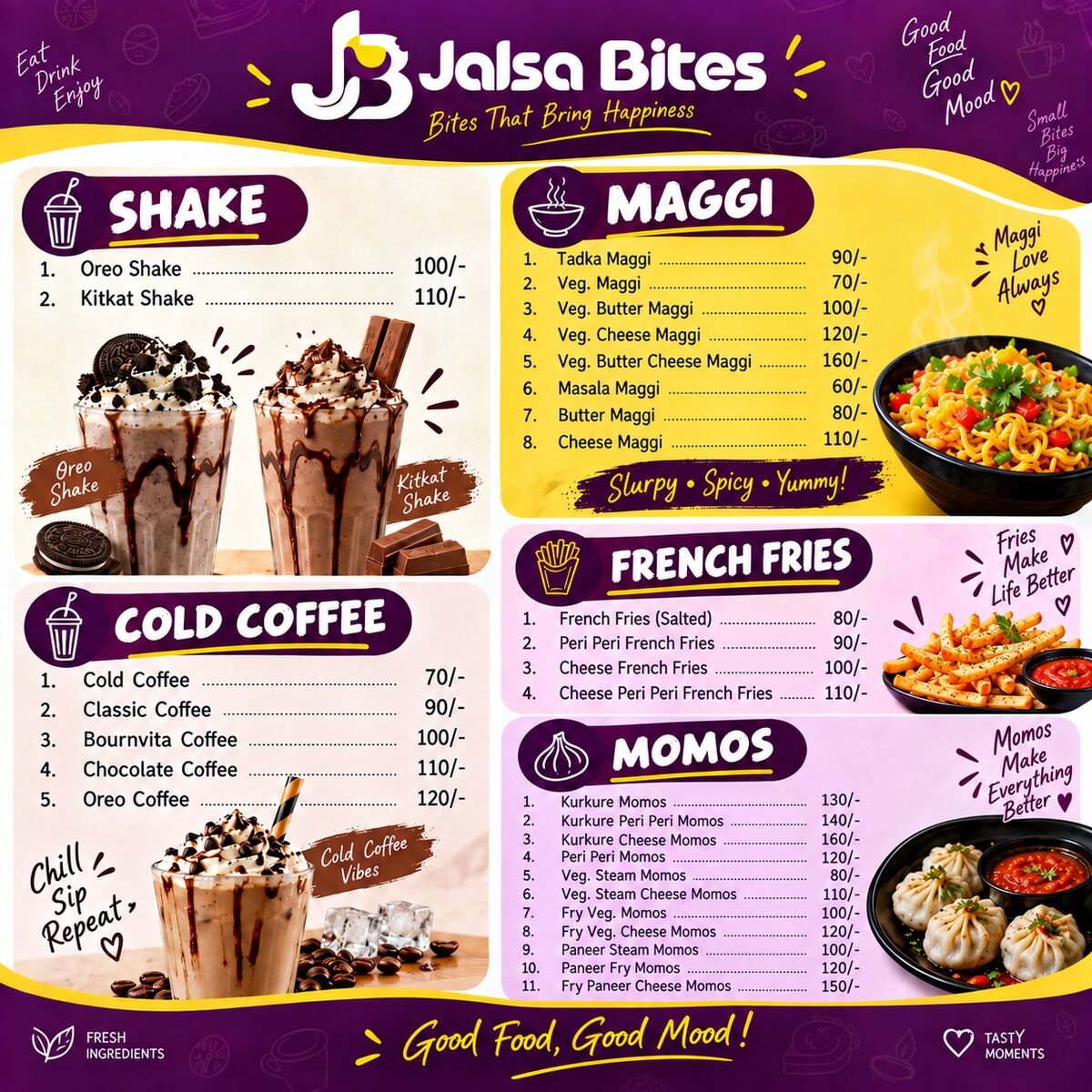 Jalsa Bites café menu
